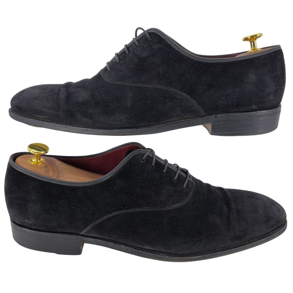 Salvatore Ferragamo Italy Men size 13D Black Suede Dress Shoes Plain-toe Oxfords - Picture 5 of 15